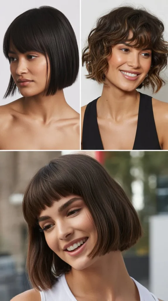 Razor-Cut Lob With Textured Bangs