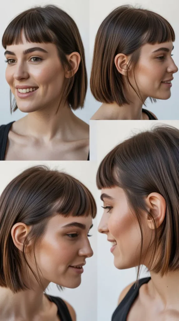 Straight Lob With Micro Bangs
