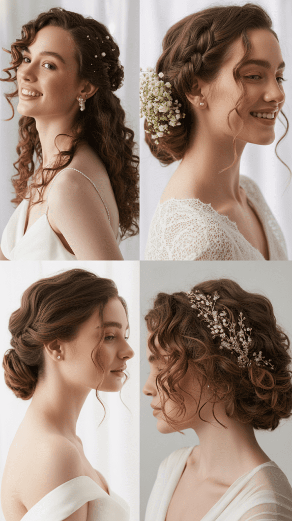 Textured Curly Updo with Crystal Pins