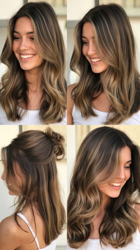 Caramel Balayage Highlights On Medium Brown Hair