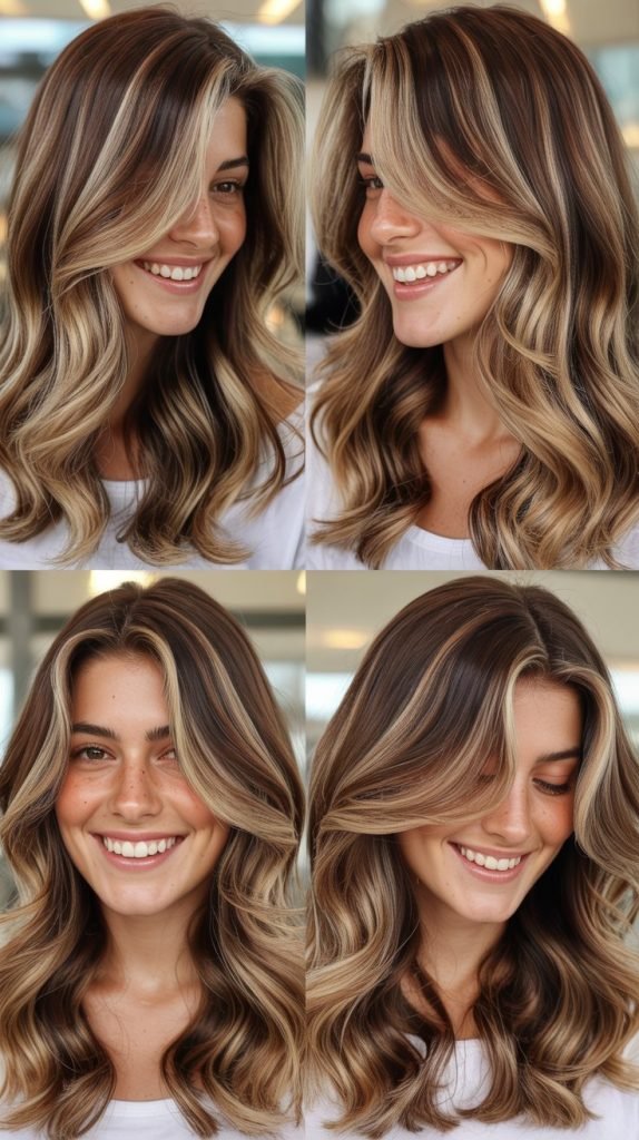  Dimensional Brown Hair With Champagne Blonde Highlights