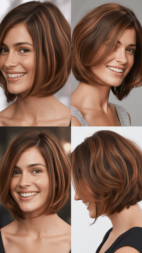 Hazelnut Highlights on Layered Brown Bob