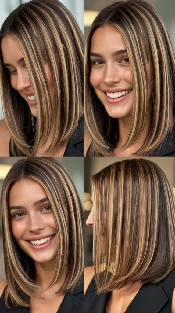 Sleek Straight Styling For Dimensional Highlights