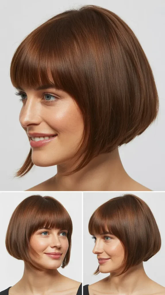 Inverted Lob With Heavy Bangs