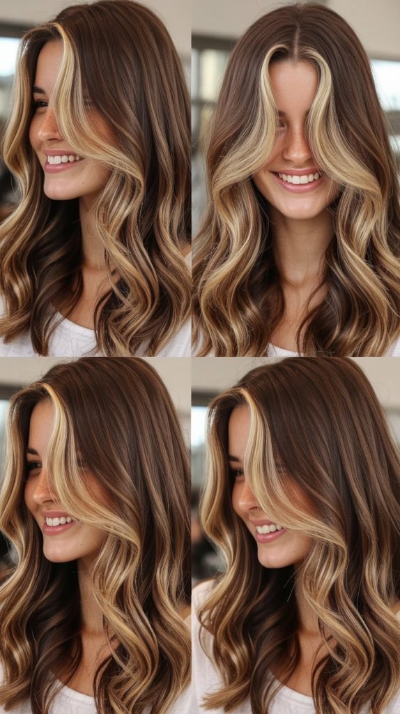 Dimensional Brown Hair With Blonde Money Pieces