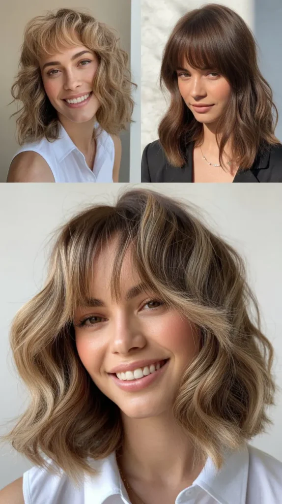 Textured Lob With Blended Bangs
