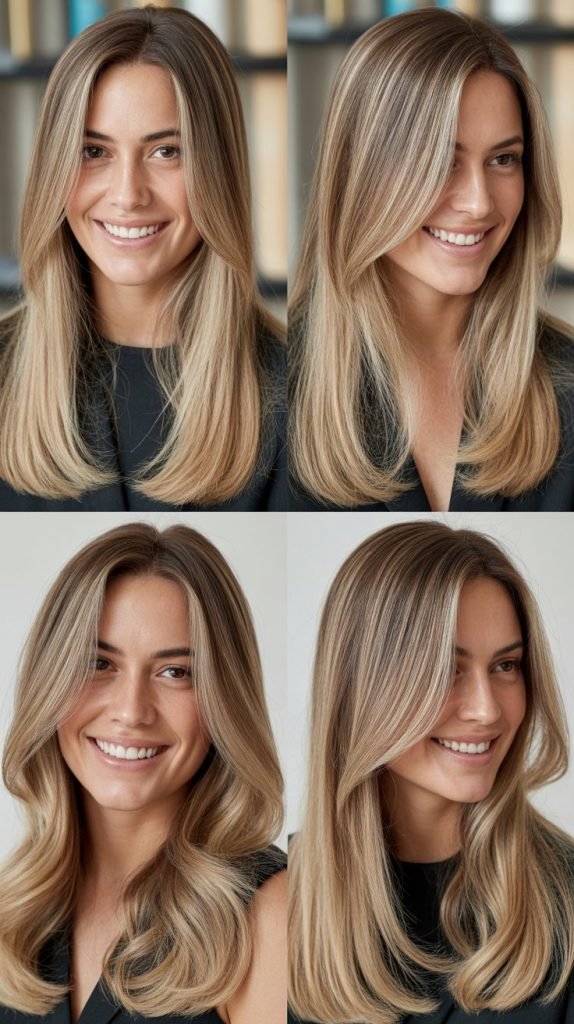Blonde Highlights on One Length Hair