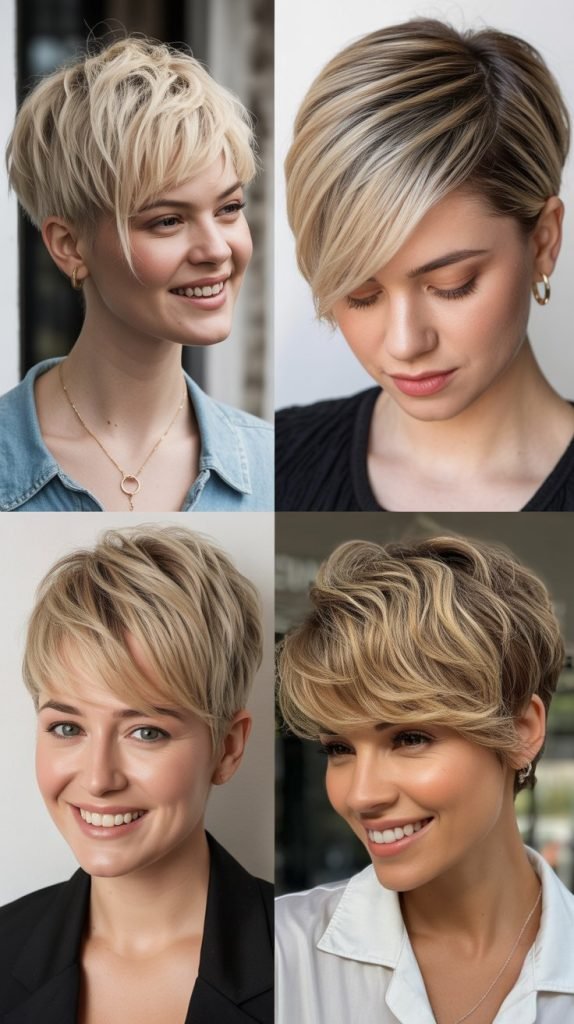 Blonde Highlights on Pixie Cuts