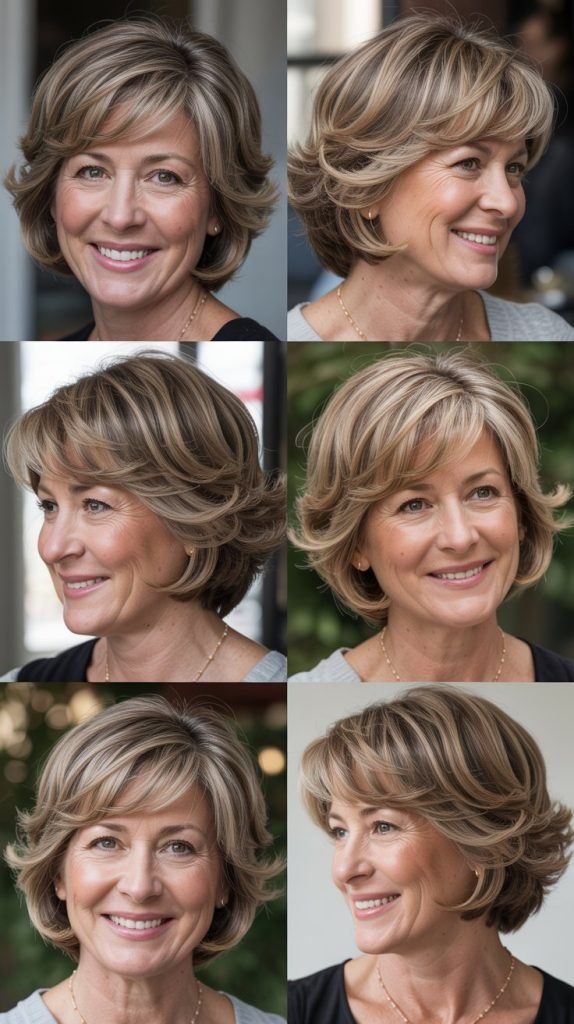  Feathered Bob with Side Sweep
