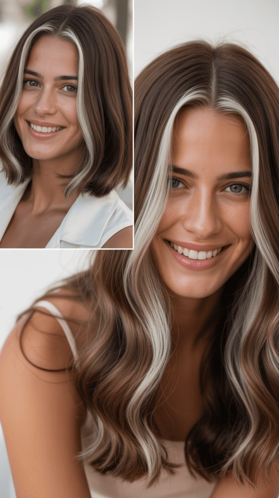 Silver Highlights on Cool-Toned Brown Hair