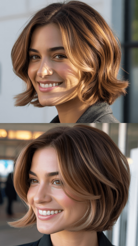  Toasted Coconut Highlights on Short Brown Hair