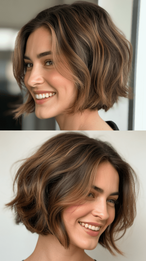 Cashew Highlights on Choppy Brown Bob