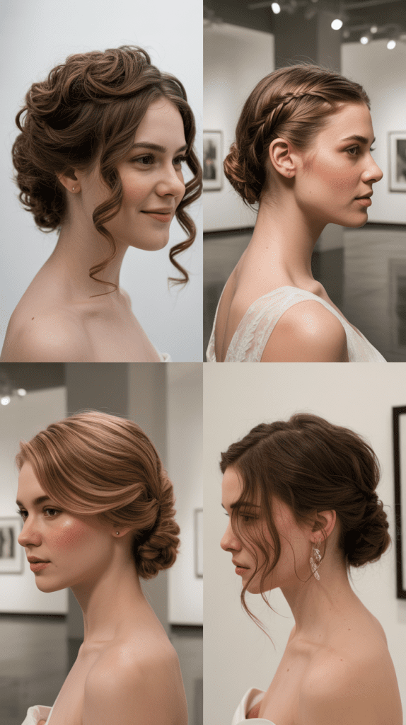 Asymmetrical Updo with Curled Accents