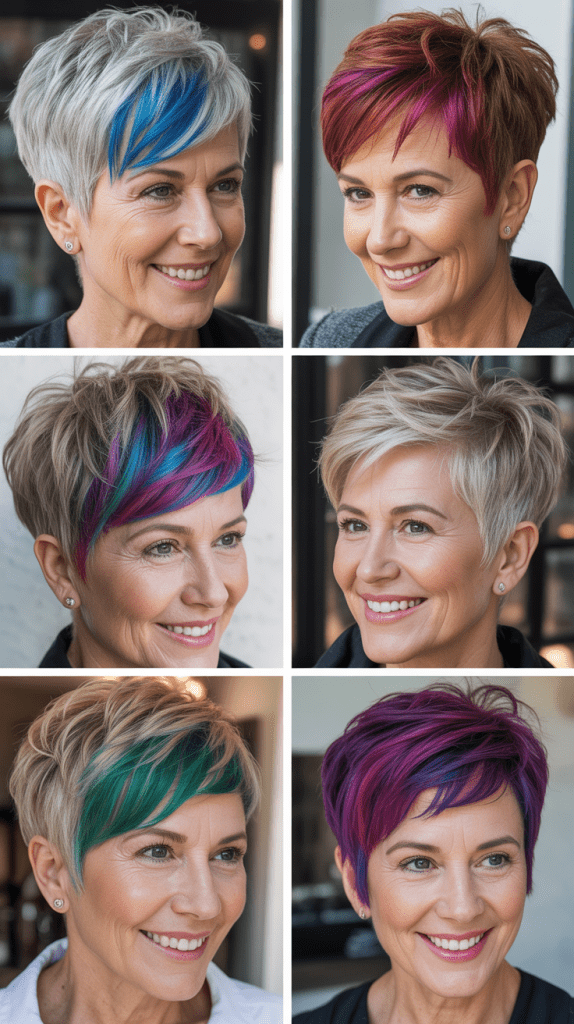 Choppy Pixie with Colored Highlights