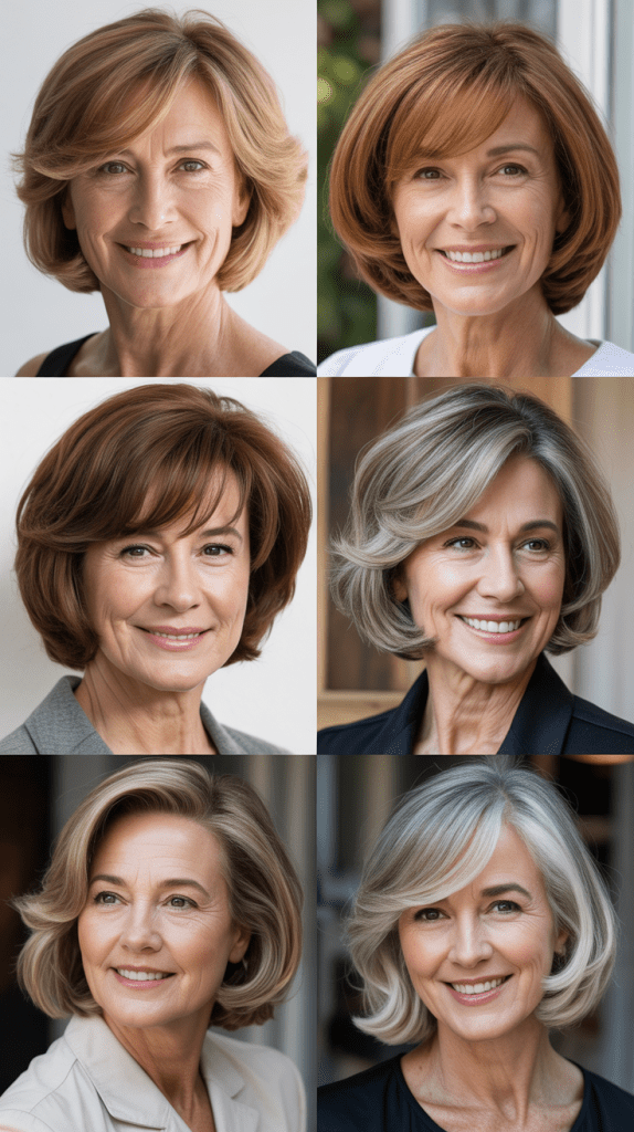 Soft Layered Bob with Curtain Bangs