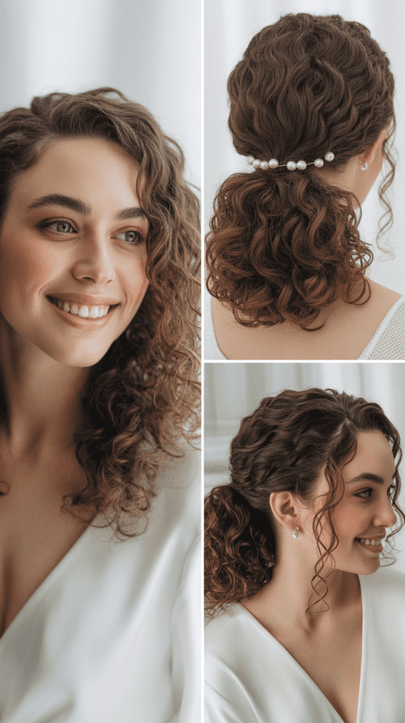 Curly Ponytail with Wrapped Sections