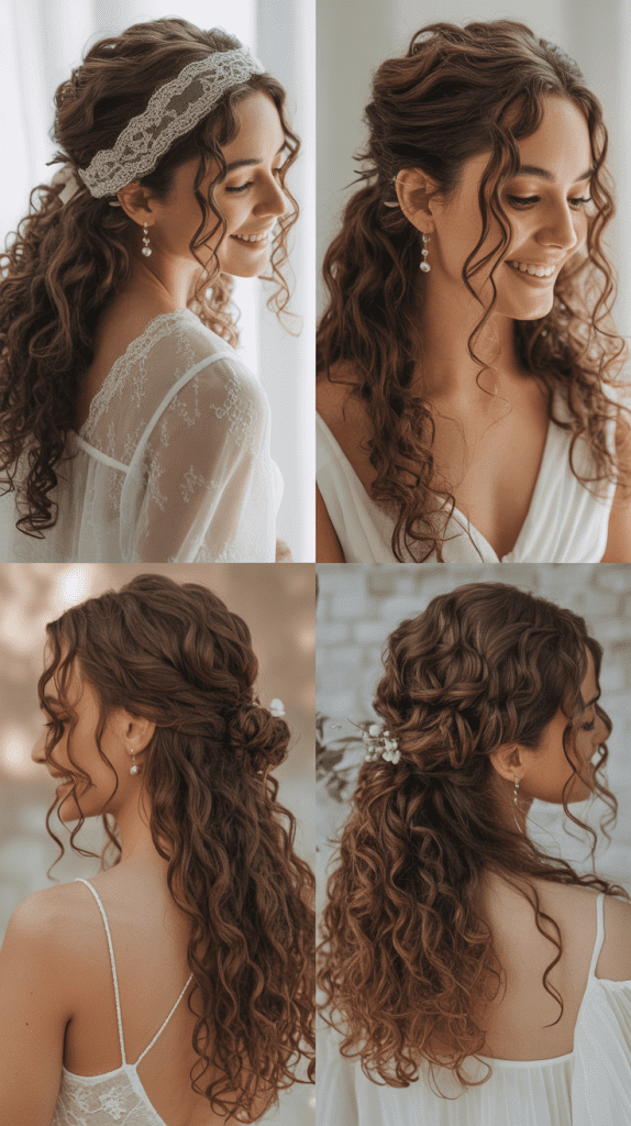  Romantic Loose Curls with Lace Hair Wrap