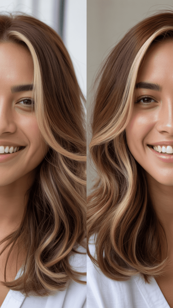  Chestnut Brown with Blonde Peekaboo Highlights