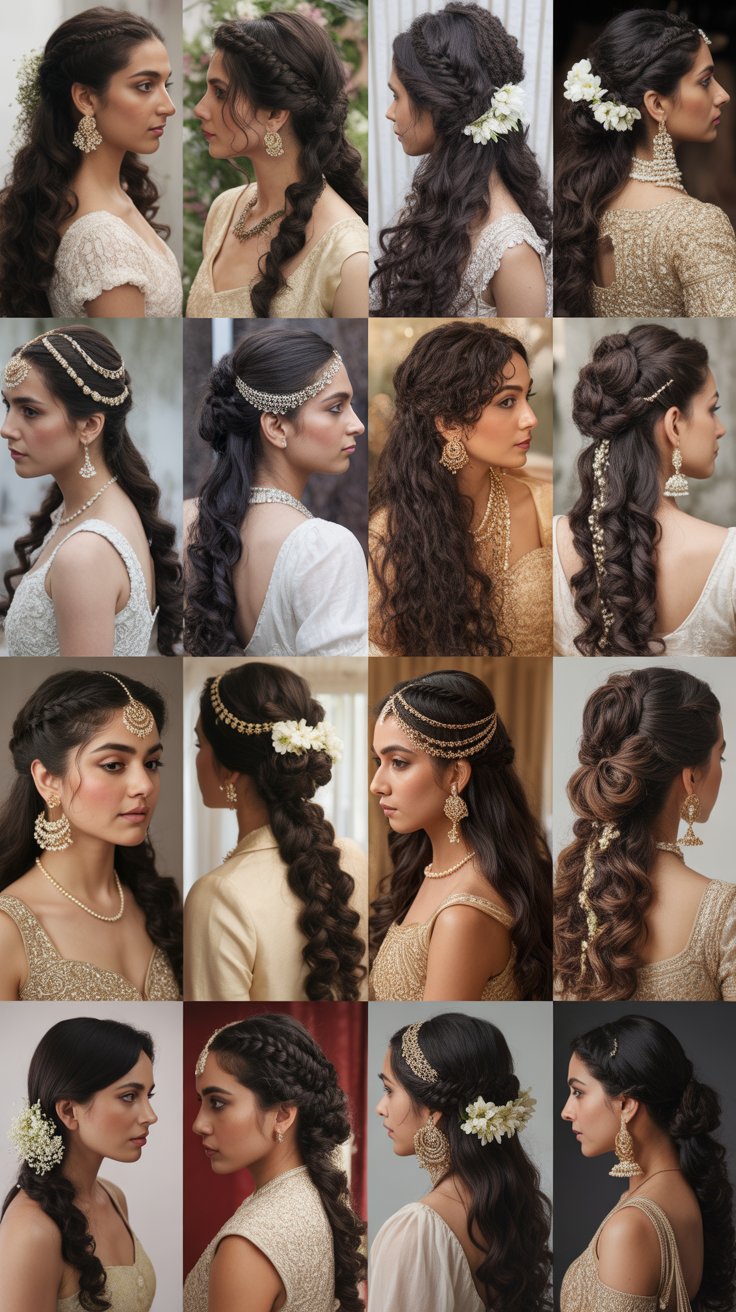 52 Cultural Glam Indian Wedding Hairstyles for Long Curly Hair