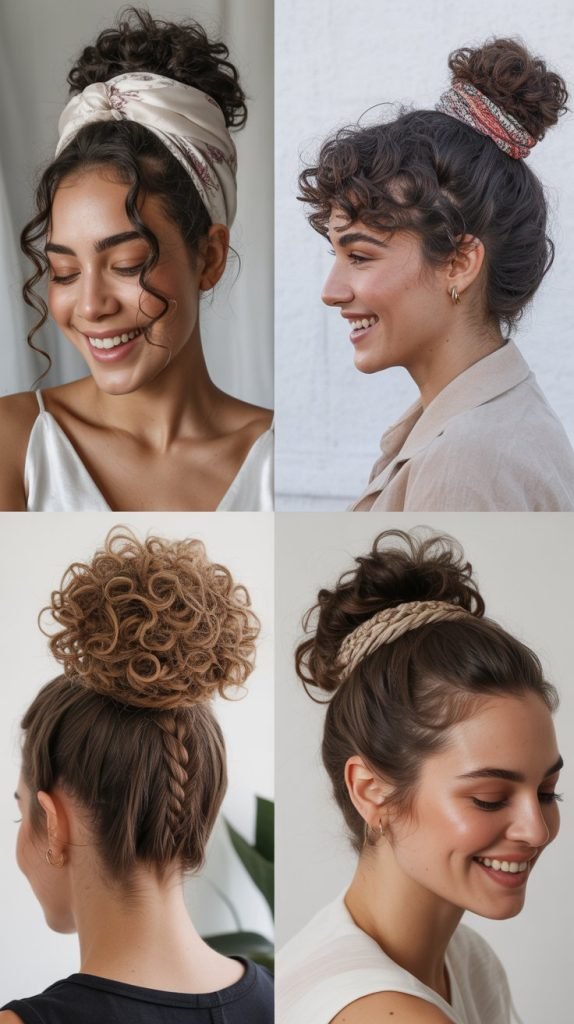 Curly Topknot with Wrapped Base