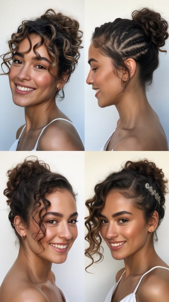  Curly Asymmetrical Side Bun