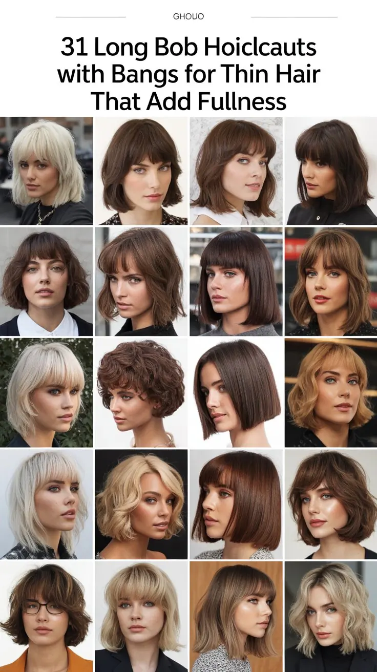 31 Long Bob Haircuts With Bangs for Thin Hair That Add Fullness