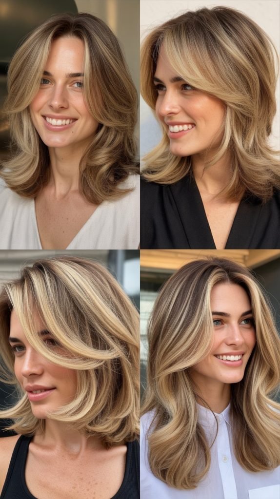 Blonde Highlights on Layered Hair