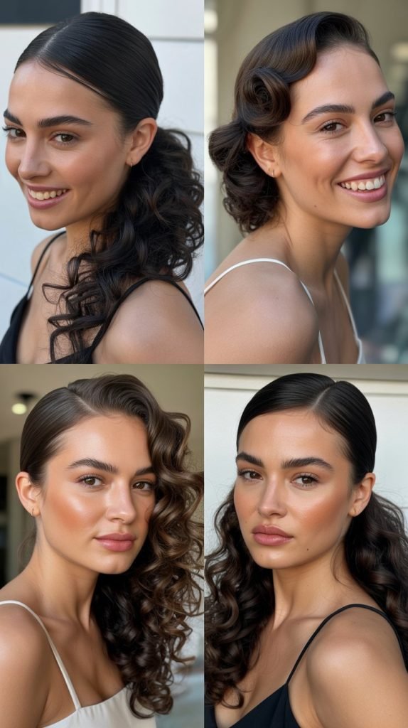  Sleek Crown with Loose Curly Ends