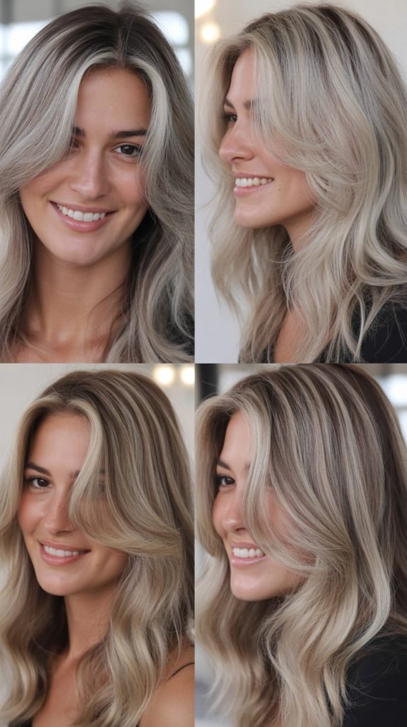 Blonde Highlights for Transitioning to Gray