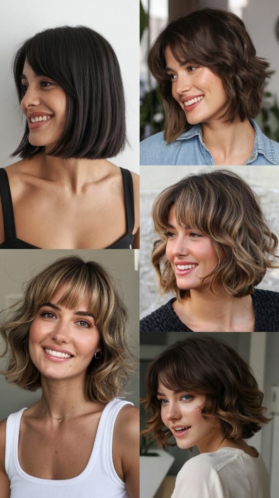Layered Bob with Curtain Bangs