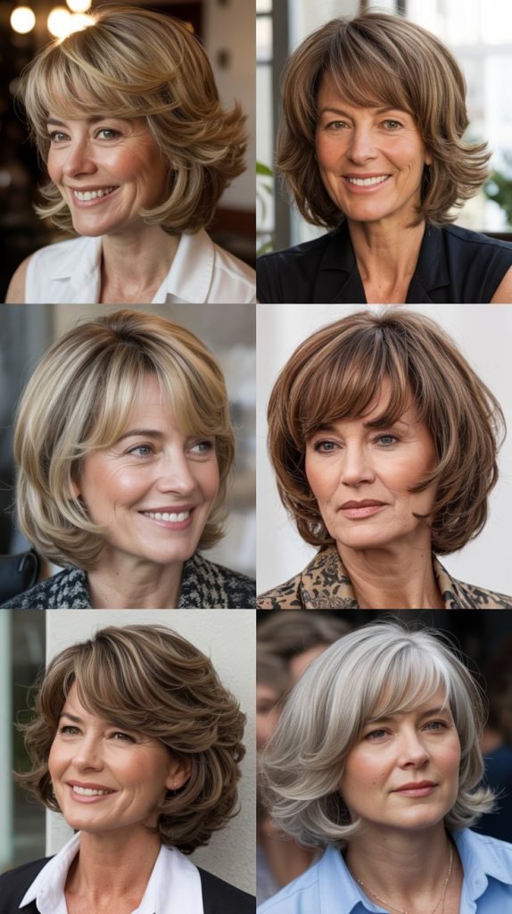  Layered Bob with Curtain Bangs