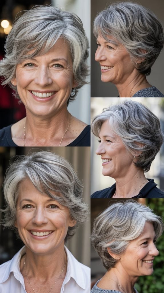 Layered Crop with Swept-Back Front