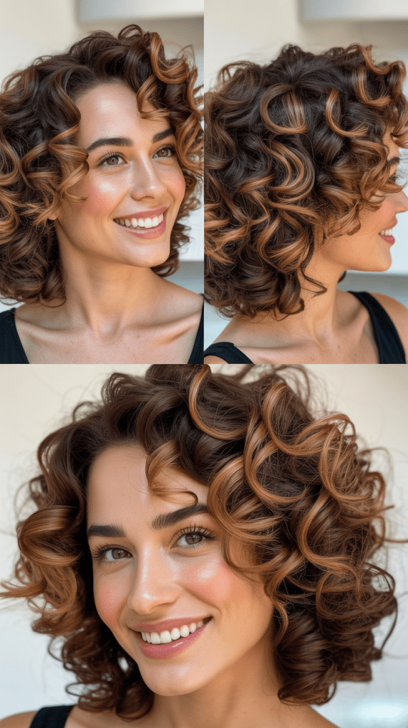 Brunette with Golden Highlights and Lowlights