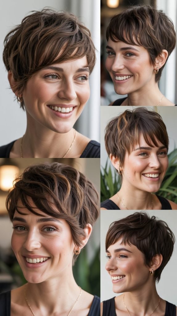  Tousled Pixie with Long Fringe