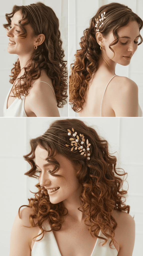  Loose Waves with Gold Hair Accessories