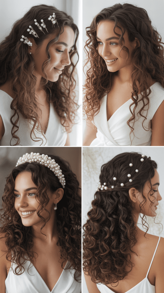 Cascading Ringlets with Pearl Accessories