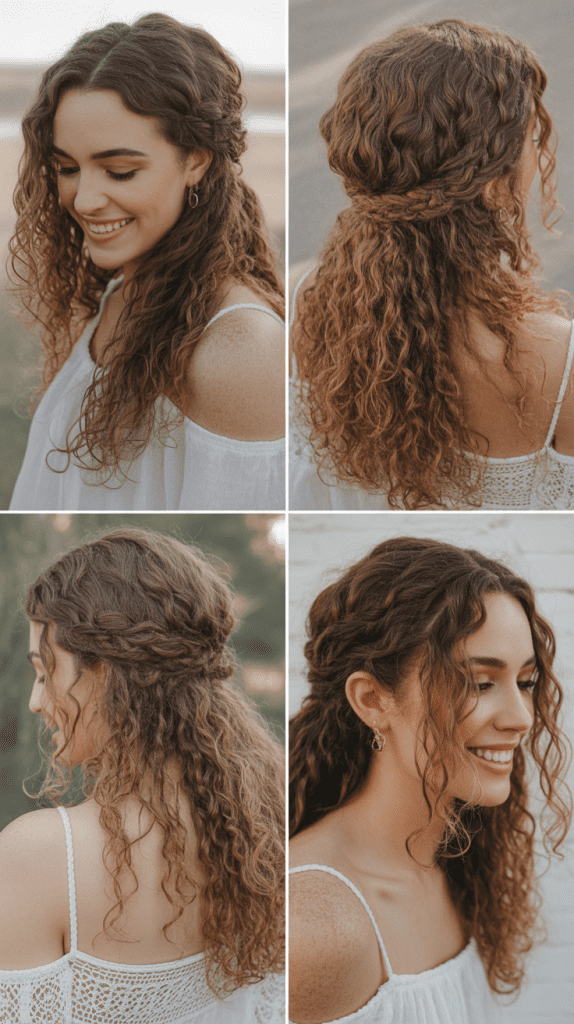  Loose Curls with Waterfall Braid Accent