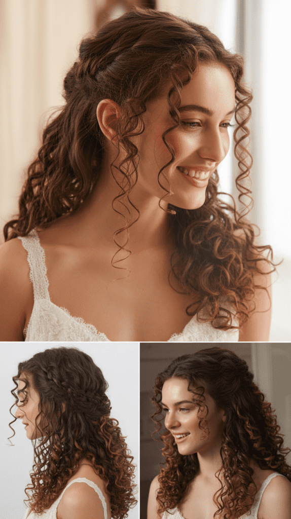 Half-Up with Twisted Back and Loose Curls