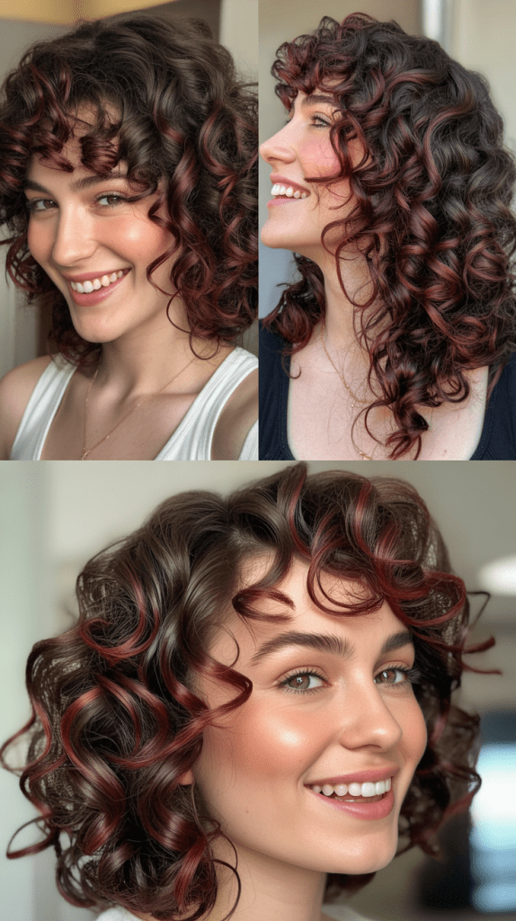 Dark Brown with Burgundy Red Highlights