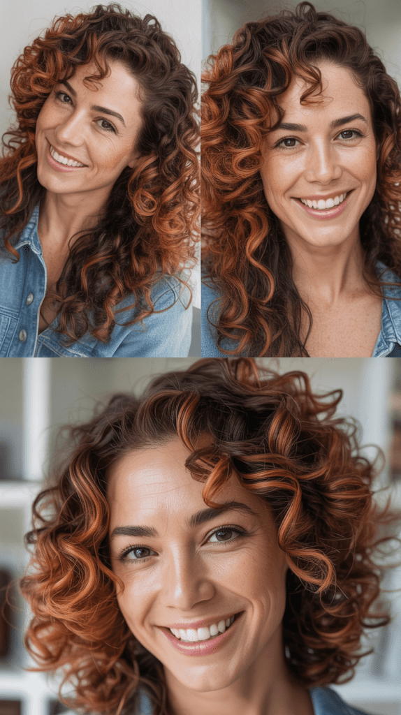 Brunette with Copper and Gold Highlights