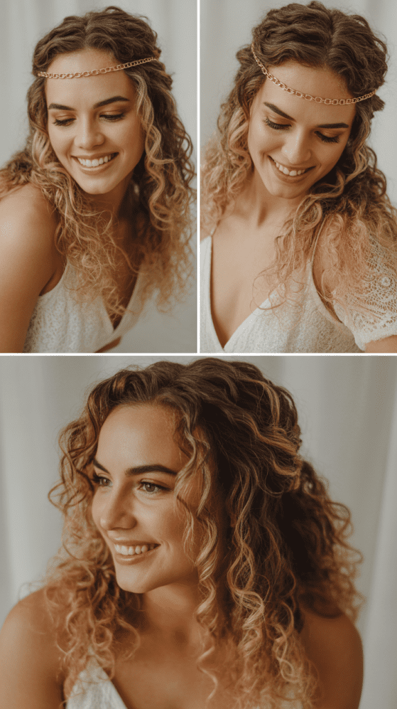  Loose Waves with Delicate Chain Headpiece