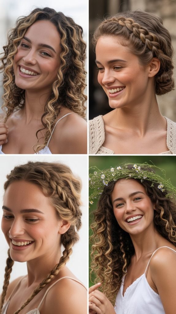 Curly Milkmaid Braid