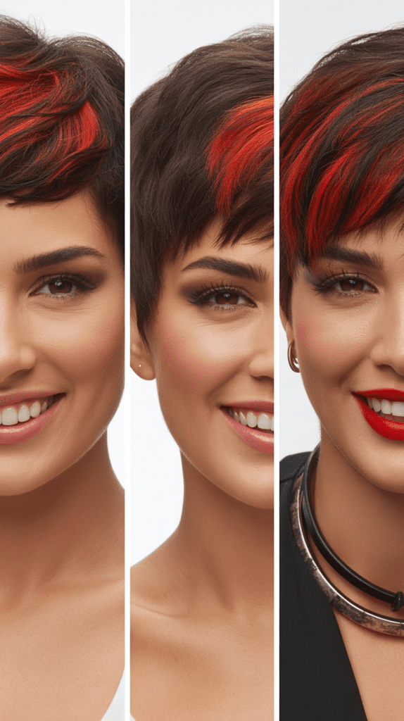 Chili Pepper Highlights on Dark Brown Pixie