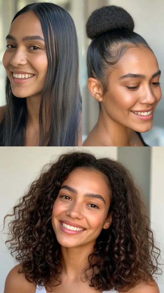 Sleek Straight Hair with a Sculptural High Bun