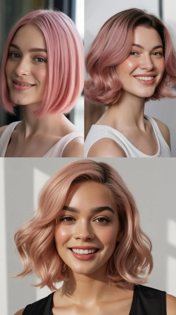Dusty Pink Bob Wig
