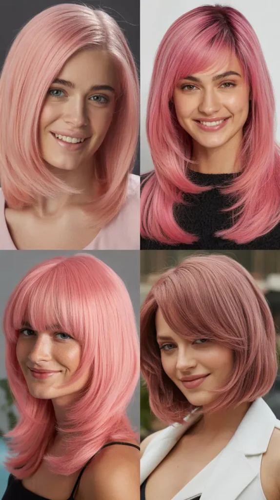 Pink Straight Wig with Face-Framing Layers