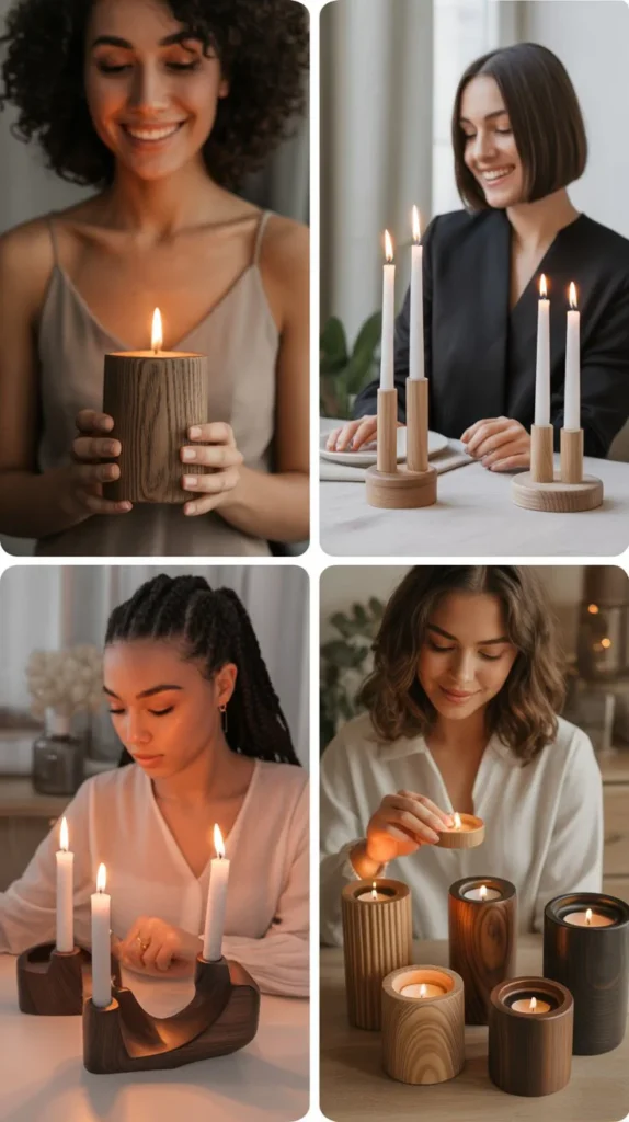 Wooden Candle Holders