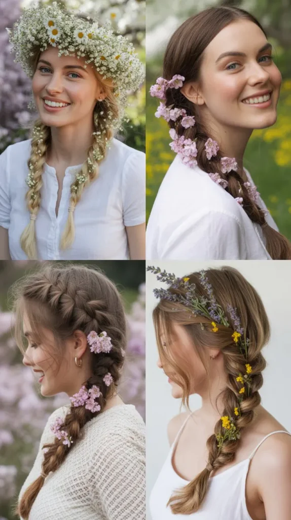 Flower-Laced Fishtail Braid
