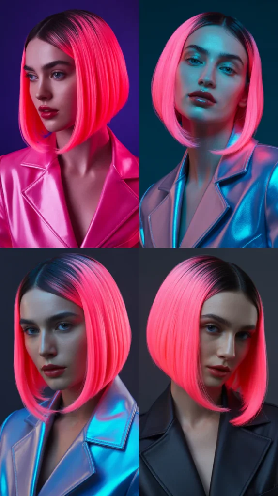 Bubblegum Pink Curly Wig with Side Part