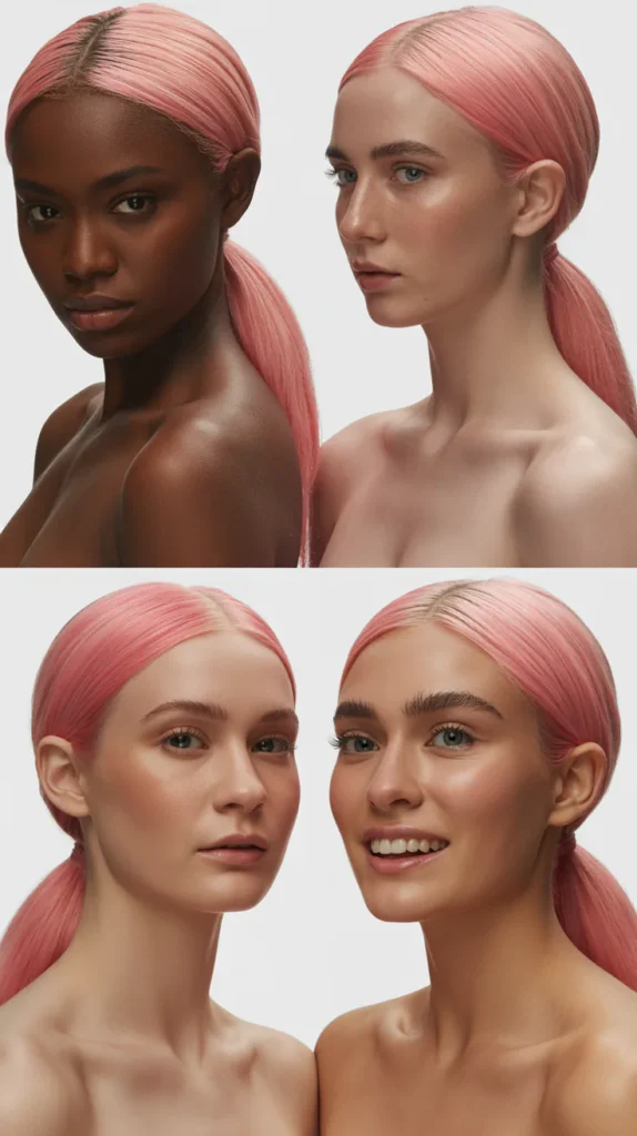 Straight and Sleek Long Pink Ponytail